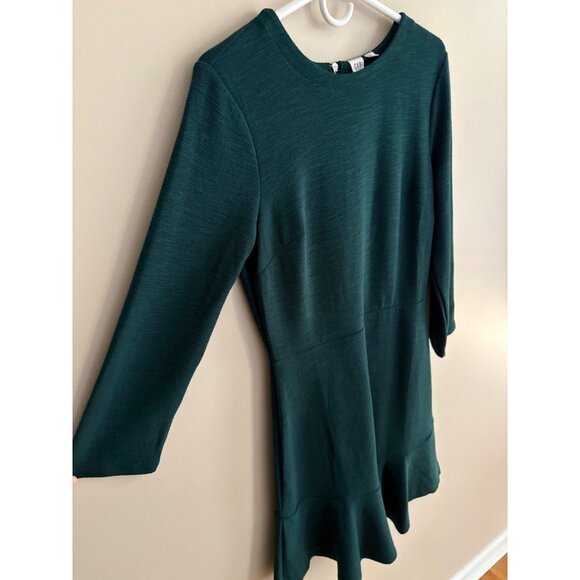 GAP Textured Fit & Flare Green Flutter Dress Career Holiday Party Size 6 TALL - Picture 5 of 13